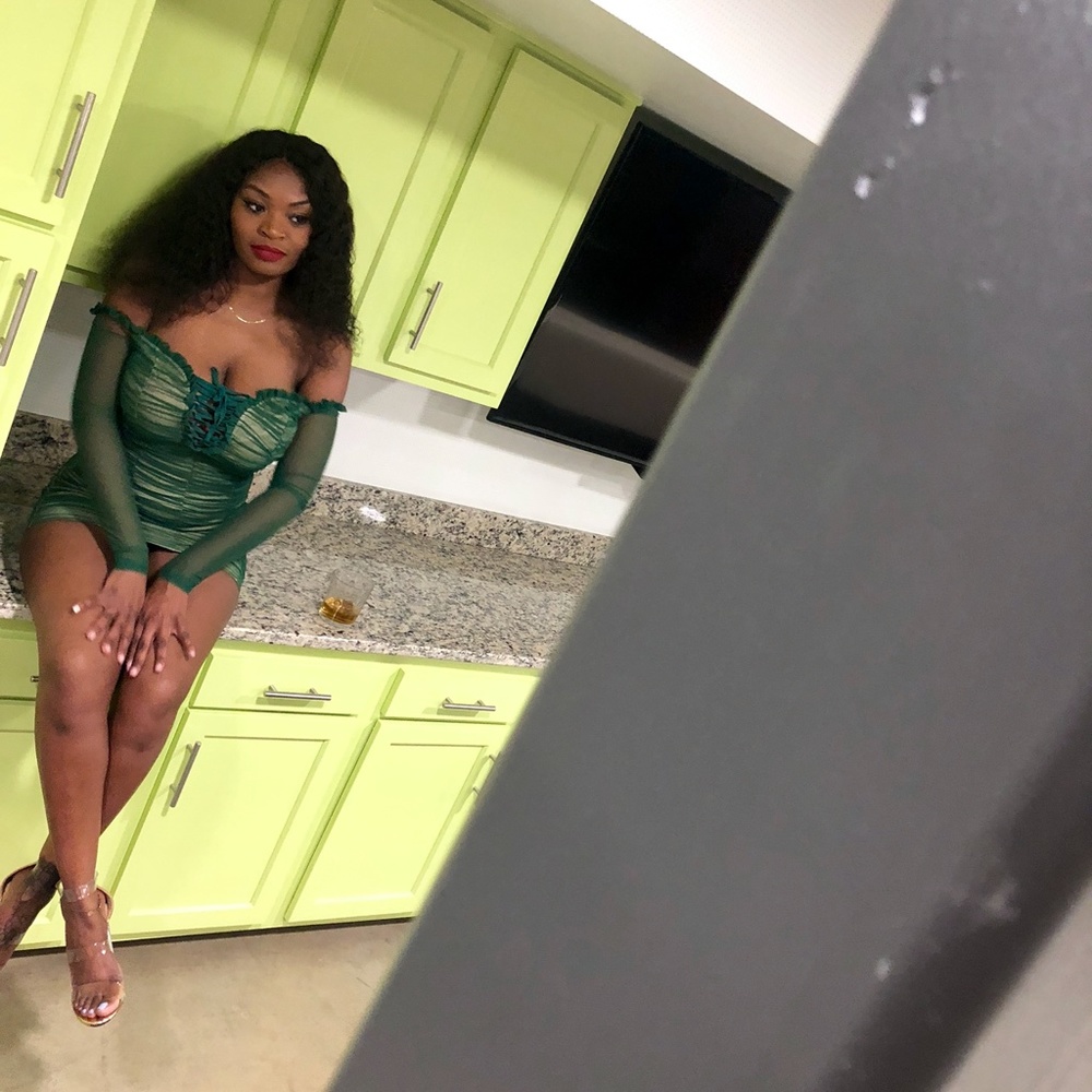 Green/Beige Mini Dress